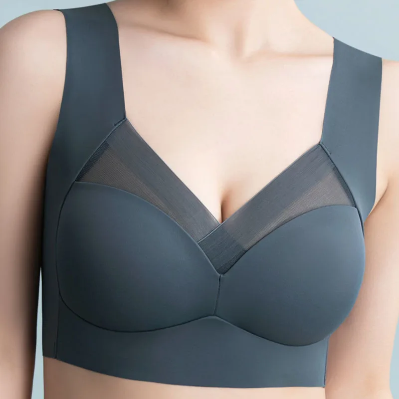 Women's Bra Large Size Seamless Thin Lace Wrap Chest Underwear One-Piece Fixed Cup No Steel Ring Gather Vest Bra Women - Image 4