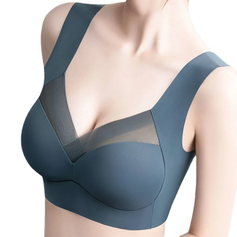 Women's Bra Large Size Seamless Thin Lace Wrap Chest Underwear One-Piece Fixed Cup No Steel Ring Gather Vest Bra Women - Image 5
