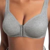 Women's Bra Wire-Free Front Closure Solid Color Full Coverage Fixed Cups More Considerate for Middle-Aged And Elderly Individual