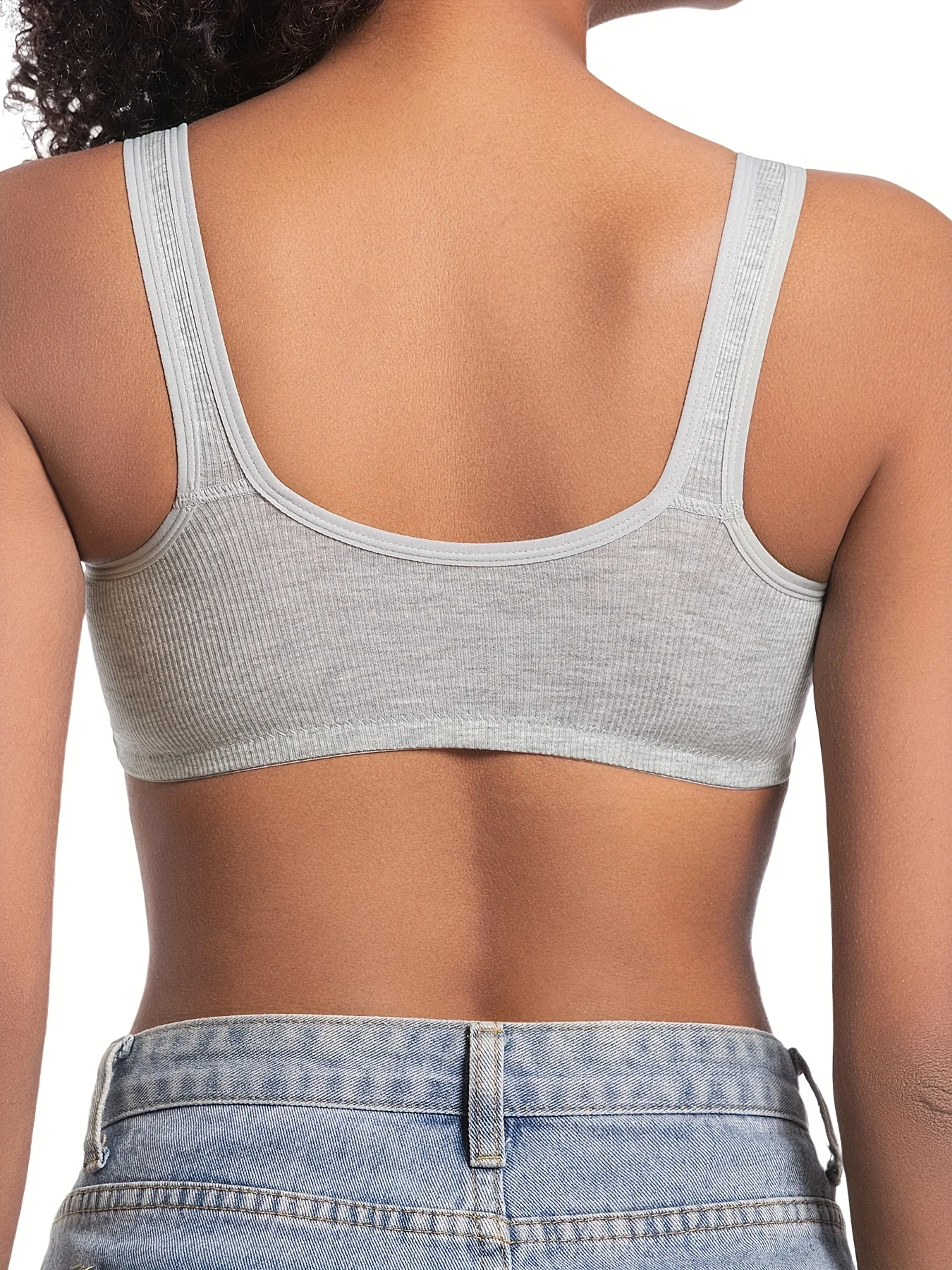 Women's Bra Wire-Free Front Closure Solid Color Full Coverage Fixed Cups More Considerate for Middle-Aged And Elderly Individual - Image 5