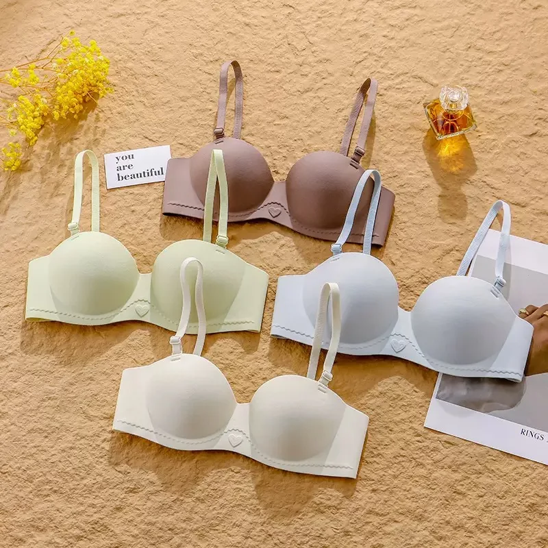 Women's Half Cup Bra Non-Slip Underwear for Small Breasts Gathered Without Marks with Side Breast Adjustment - Image 2