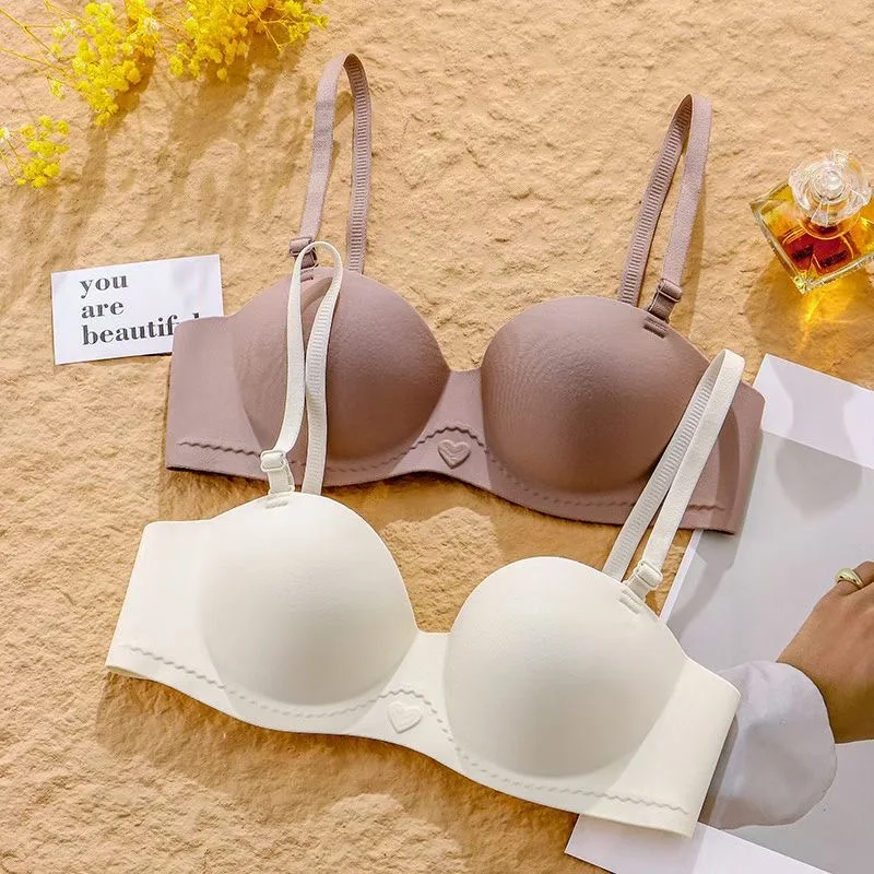 Women's Half Cup Bra Non-Slip Underwear for Small Breasts Gathered Without Marks with Side Breast Adjustment - Image 3