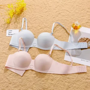 Women's Half Cup Bra Non-Slip Underwear for Small Breasts Gathered Without Marks with Side Breast Adjustment