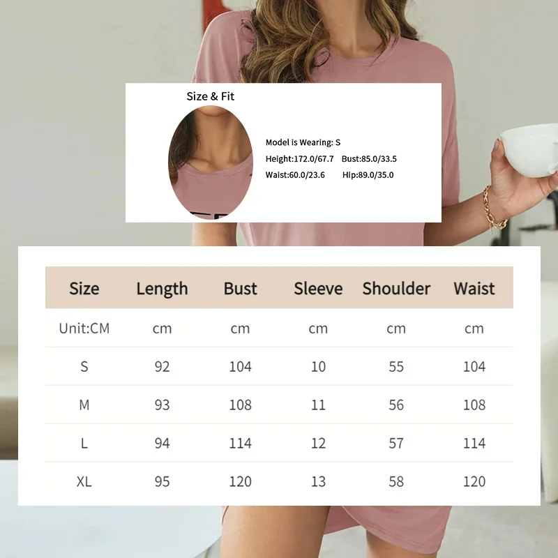 Women's Loose Fit Sleep Shirt with Coffee Letter Print - Casual & Comfy Short Sleeve Nightdress for Loungewear Pajamas - Image 5