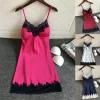 Women's Sexy Pajamas Halter Nightgown Thin Section with Bra Pads Lace Edge Summer Silk Loungewear Ice Silk Furniture Nightgowns