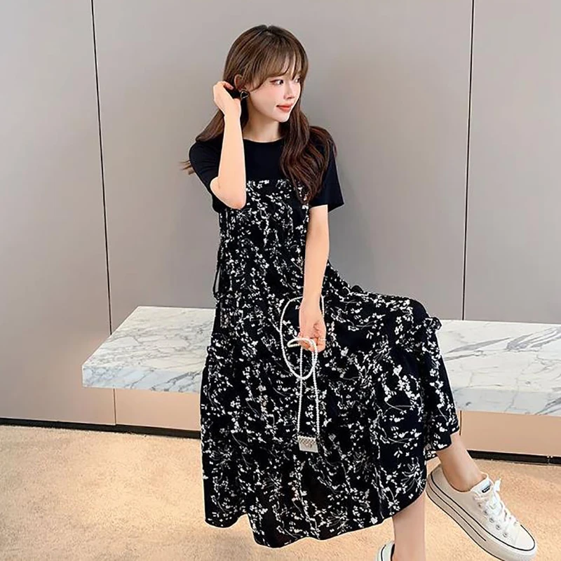 Women's Summer Dress Mid-Length Floral Printed Boho Casual Daily Chiffon Dress - Image 6