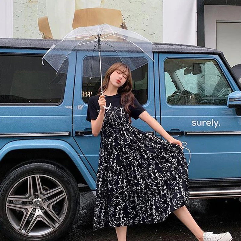 Women's Summer Dress Mid-Length Floral Printed Boho Casual Daily Chiffon Dress - Image 3