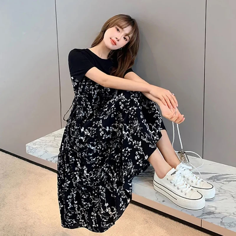 Women's Summer Dress Mid-Length Floral Printed Boho Casual Daily Chiffon Dress - Image 4