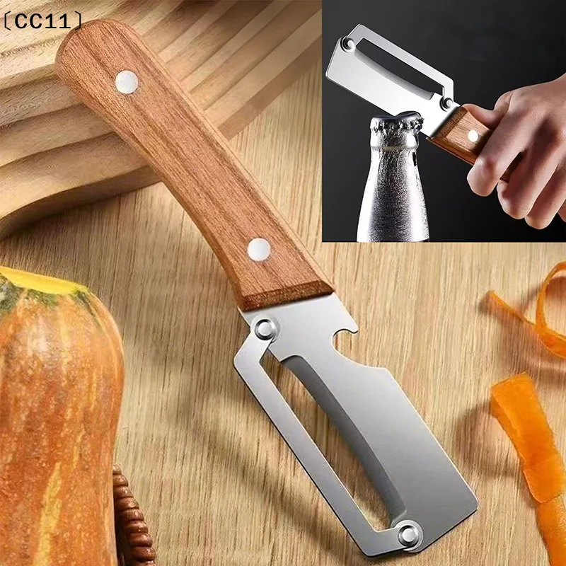 Wooden Multi Functional Vegetable Peeler Kitchen Veggie Fruit Carrot Orange & Potato Peeler With Ergonomic Handle Julienne〔CC11〕
