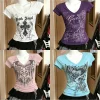 Y2k Crop Top Gothic Punk Printed T-shirts Women High Streetwear Subculture Hajuraku Tees Slim American Vintage T Shirt Outwear