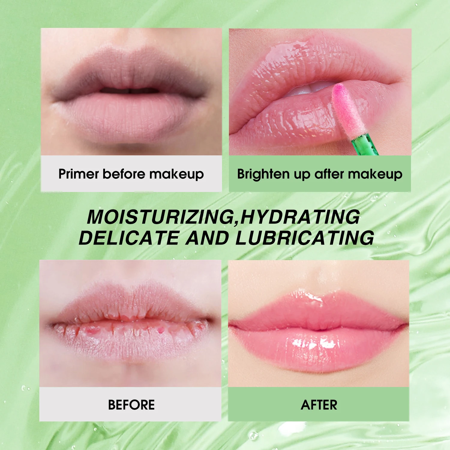 langmannni Aloe Vera Moisturising Lip Gloss Warm Feeling Colour Changing Lip Glaze Long Lasting Moisture Lip Oil - Image 6