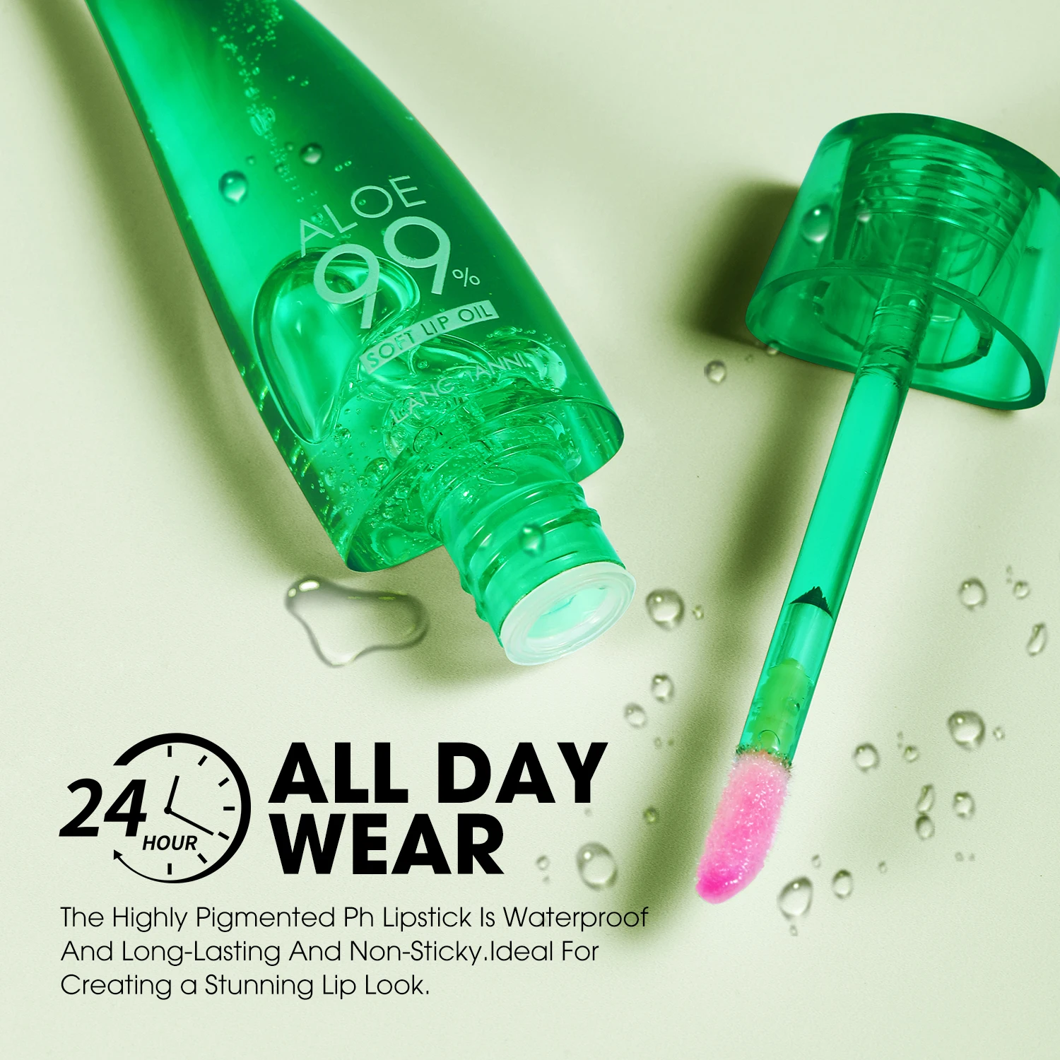langmannni Aloe Vera Moisturising Lip Gloss Warm Feeling Colour Changing Lip Glaze Long Lasting Moisture Lip Oil - Image 3