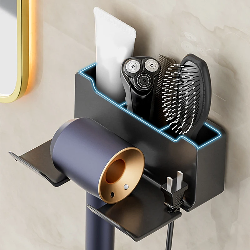 。Hair Dryer Holder Wall Dryer Cradle Straightener Stand Hairdryer Organizer Box Toilet Blower Holder Shelf Bathroom Accessories