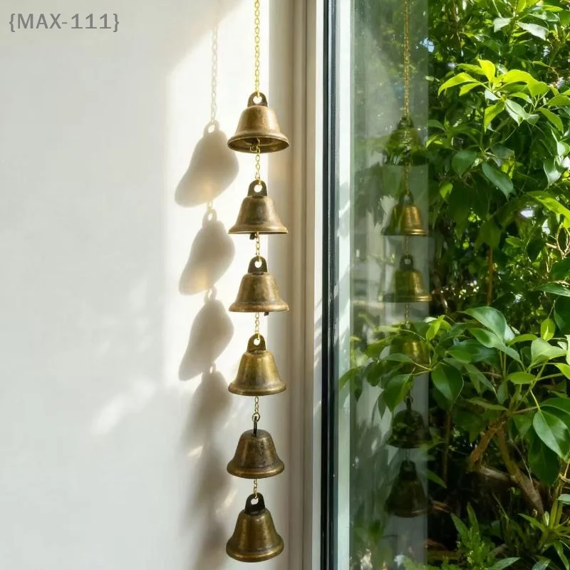 【MAX111-M3】Classic Rustic Iron Bell Wind Chime with Chain - Handmade Metal Decoration for Courtyard Garden Wall Hanging Ornament - Image 2