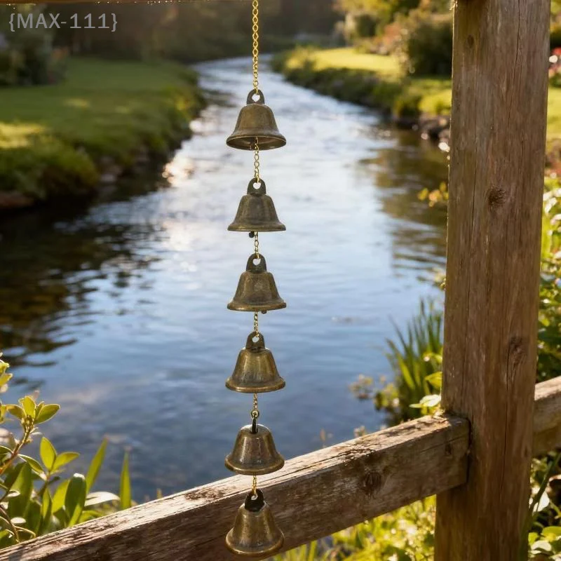 【MAX111-M3】Classic Rustic Iron Bell Wind Chime with Chain - Handmade Metal Decoration for Courtyard Garden Wall Hanging Ornament - Image 3