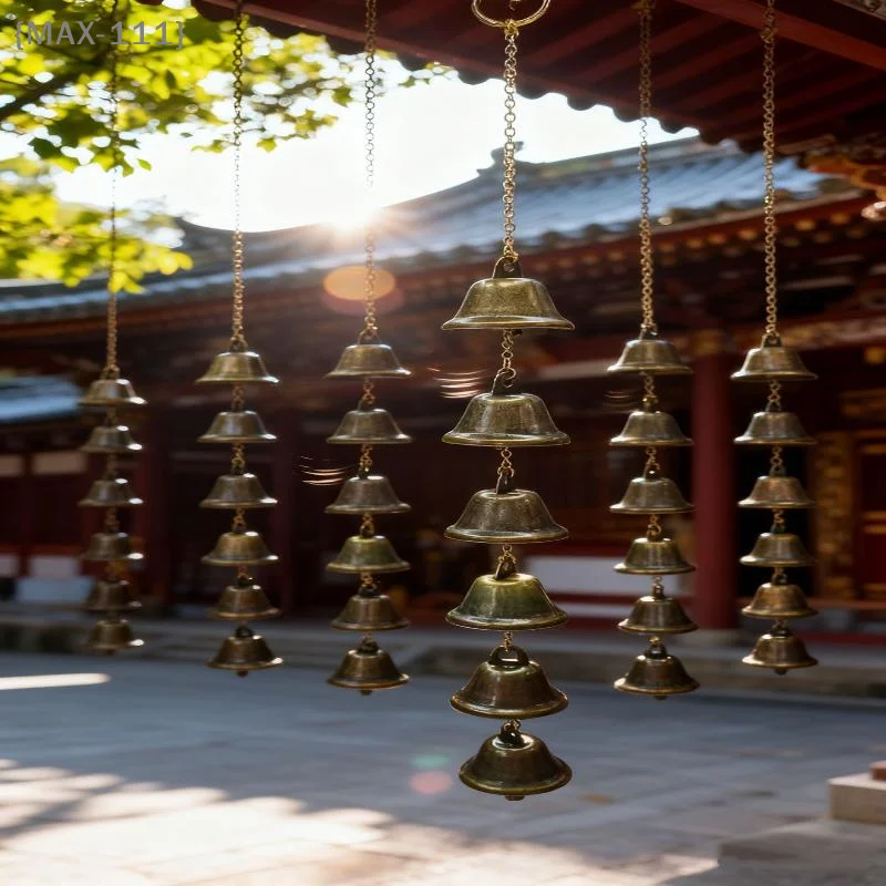 【MAX111-M3】Classic Rustic Iron Bell Wind Chime with Chain - Handmade Metal Decoration for Courtyard Garden Wall Hanging Ornament - Image 5