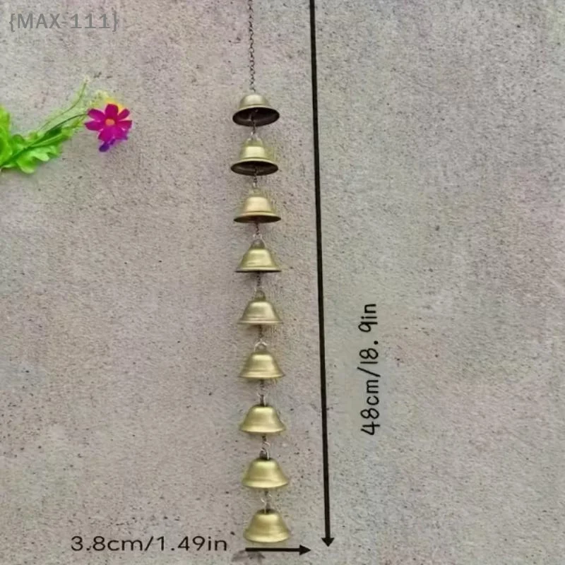 【MAX111-M3】Classic Rustic Iron Bell Wind Chime with Chain - Handmade Metal Decoration for Courtyard Garden Wall Hanging Ornament - Image 6