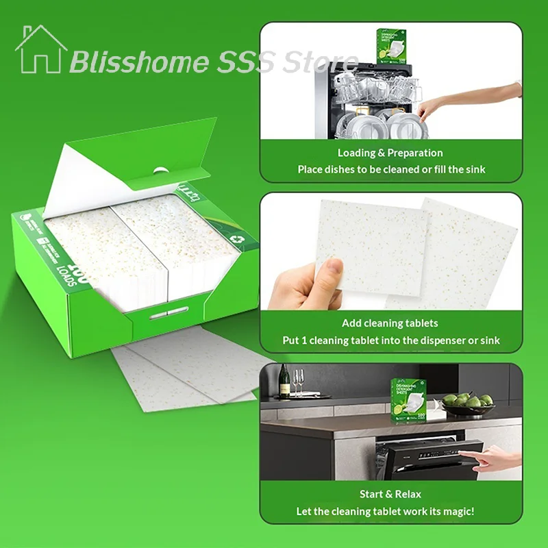 【S】30/100pcs Dishwasher Cleaner Oil Dirt Removal Deodorizer Cleaning Tablet Machines Bowls Kitchen Tool Dishwashing - Image 3
