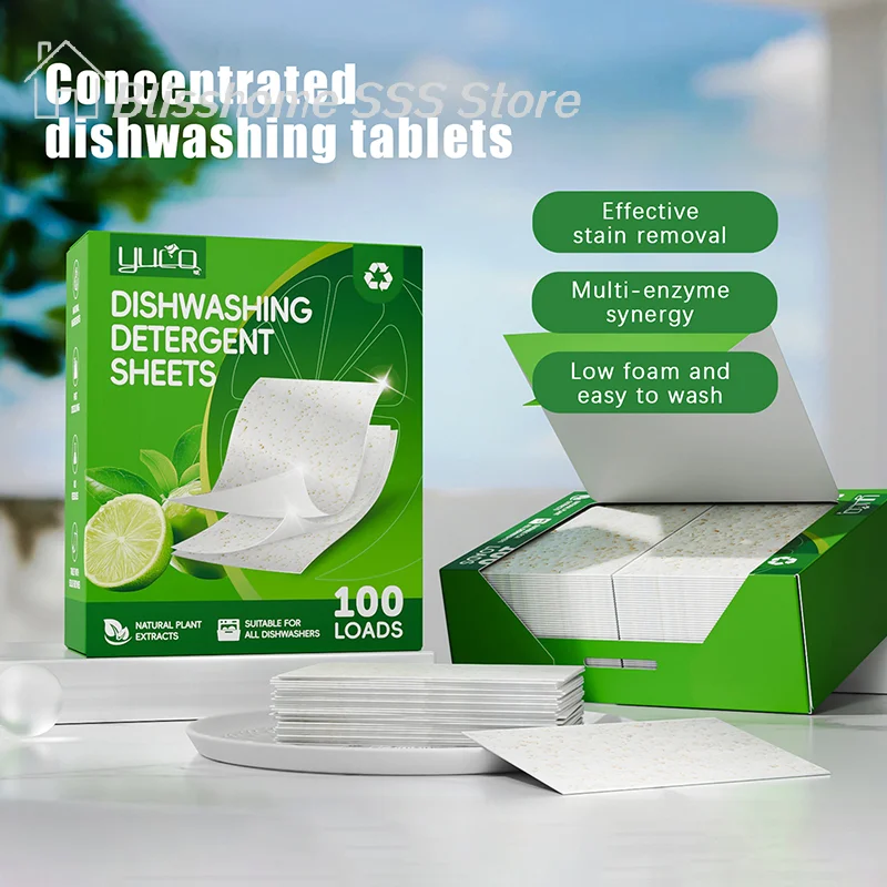 【S】30/100pcs Dishwasher Cleaner Oil Dirt Removal Deodorizer Cleaning Tablet Machines Bowls Kitchen Tool Dishwashing