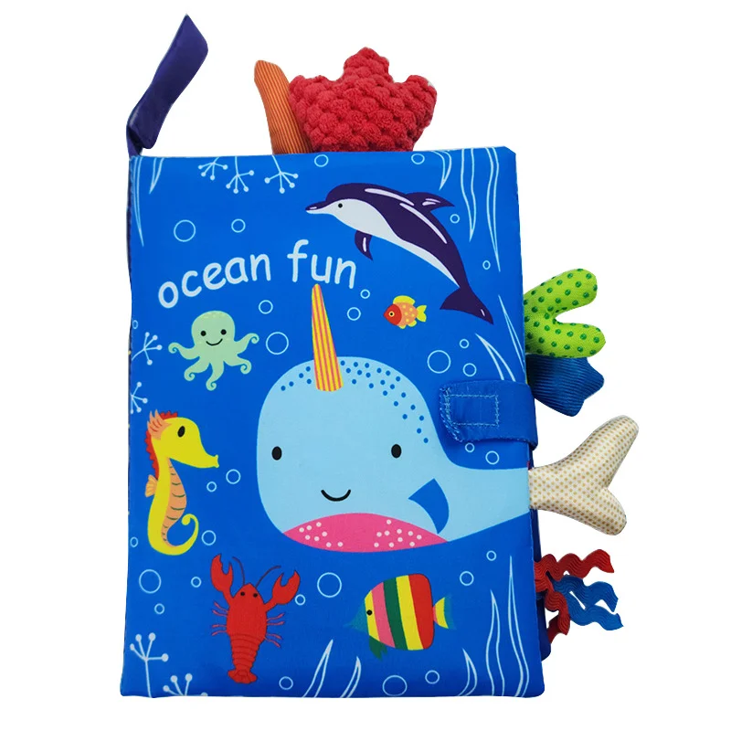 0-36M Baby Early Learning Toy Tail Cloth Book Parent-child Interactive Sound Paper Puzzle Cloth Book Rattle - Image 5