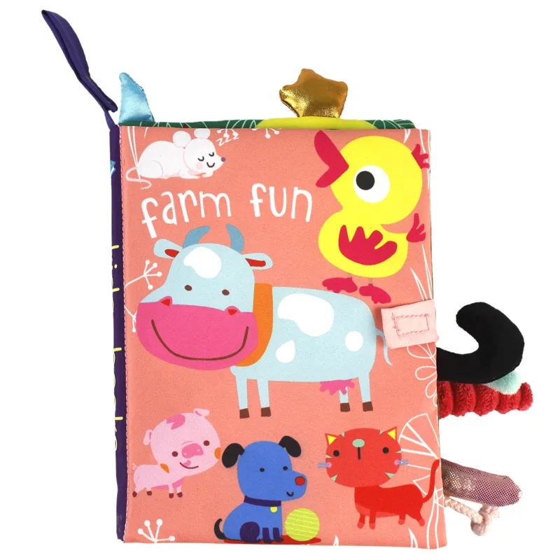 0-36M Baby Early Learning Toy Tail Cloth Book Parent-child Interactive Sound Paper Puzzle Cloth Book Rattle - Image 3