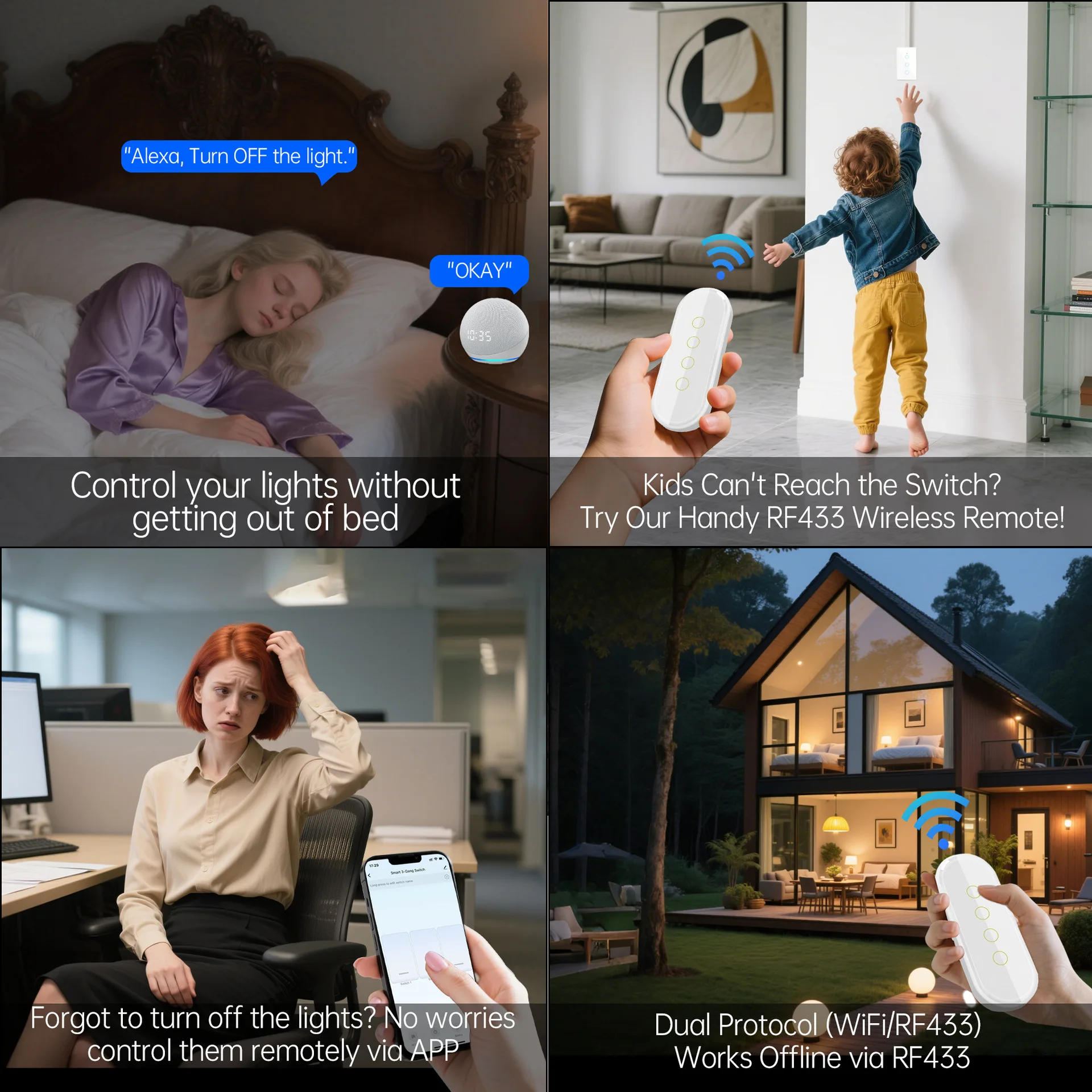 1 2 3 4 Gang WiFi RF 433mhz Touch Wall Light Smart Wireless with Switch 220V no Neutral EU Work With Tuya Alexa Google - Image 5