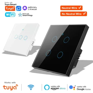 1 2 3 4 Gang WiFi RF 433mhz Touch Wall Light Smart Wireless with Switch 220V no Neutral EU Work With Tuya Alexa Google
