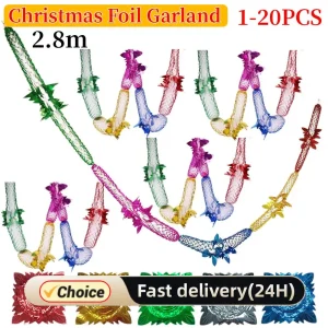 1-20Pcs Foil Garland Christmas Garland Home Decoration Ceiling Hanging Decor Christmas Wreath Decorative Garlands Party Supplies