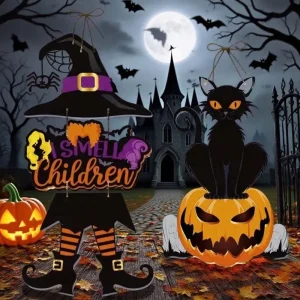 1-8PCS 2026 Halloween Door Decoration Pumpkin Bat Hanging Banner Ghost Festival Party Decor for Halloween Door Display