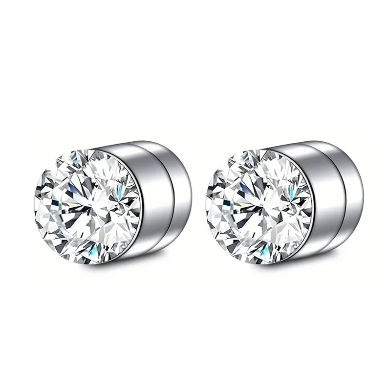 1 Pairs Crystal Strong Magnetic Ear Stud Clip Earrings for Men Women Punk Round Zircon Magnet Earrings Non Piercing Jewelry - Image 4