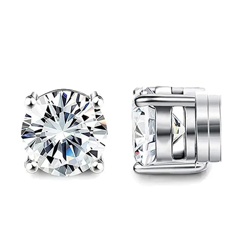 1 Pairs Crystal Strong Magnetic Ear Stud Clip Earrings for Men Women Punk Round Zircon Magnet Earrings Non Piercing Jewelry - Image 6