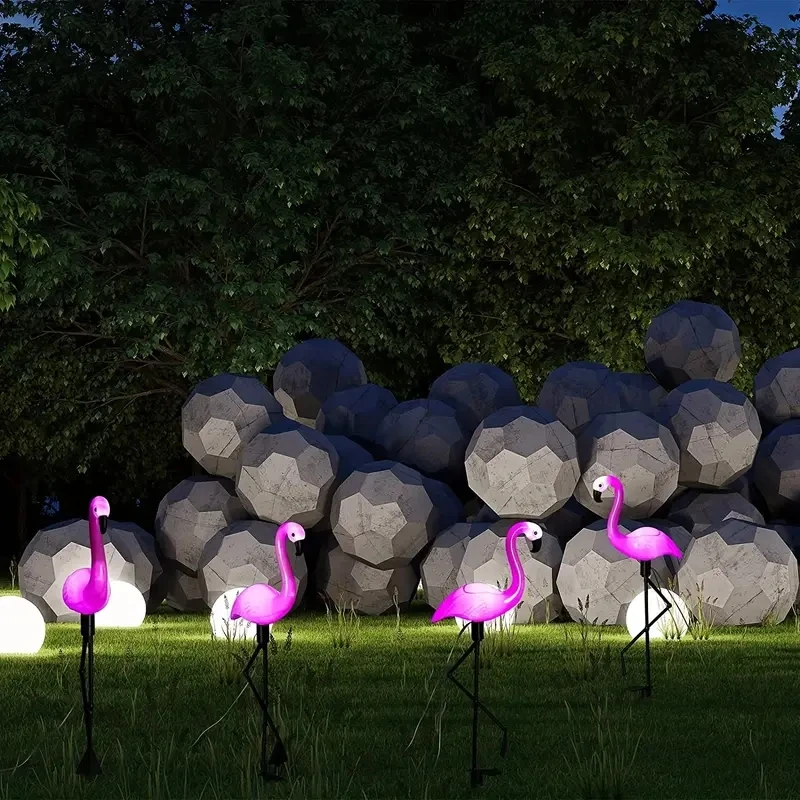 1 Pc Outdoor Solar Lights Flamingo Garden Led Stake Light Pathway Lawn Yard Landscape Halloween Christmas Decorative Lights - Image 6