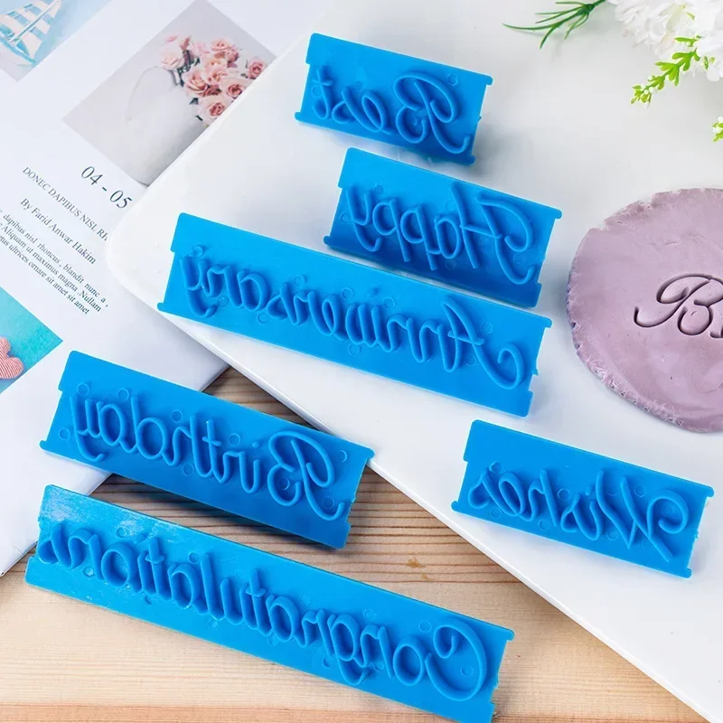 1 Set Cake Baking Molds Alphabet Letter Words Cookie Press Stamp Embosser Cutter Fondant Mould Happy Birthday Cake Decoration - Image 2