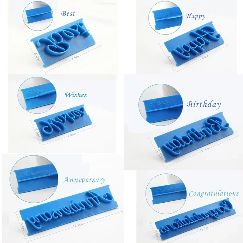 1 Set Cake Baking Molds Alphabet Letter Words Cookie Press Stamp Embosser Cutter Fondant Mould Happy Birthday Cake Decoration - Image 6