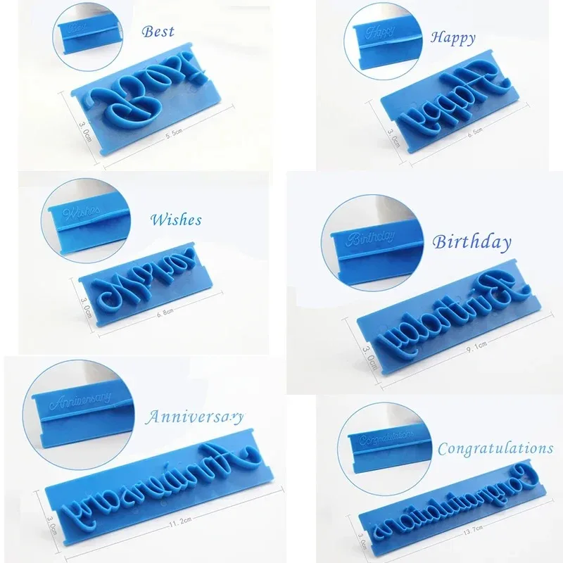 1 Set Cake Baking Molds Alphabet Letter Words Cookie Press Stamp Embosser Cutter Fondant Mould Happy Birthday Cake Decoration - Image 6
