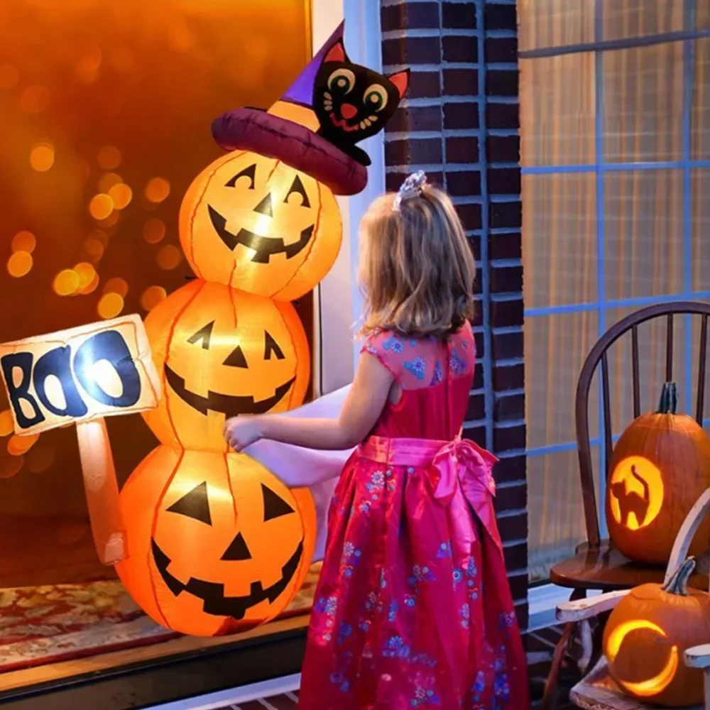 1.6M/5FT Halloween Inflatable Model Pumpkin Built-in LED Lights Holiday Outdoor Indoor Home Garden Party Fun Cute Decoration - Image 2