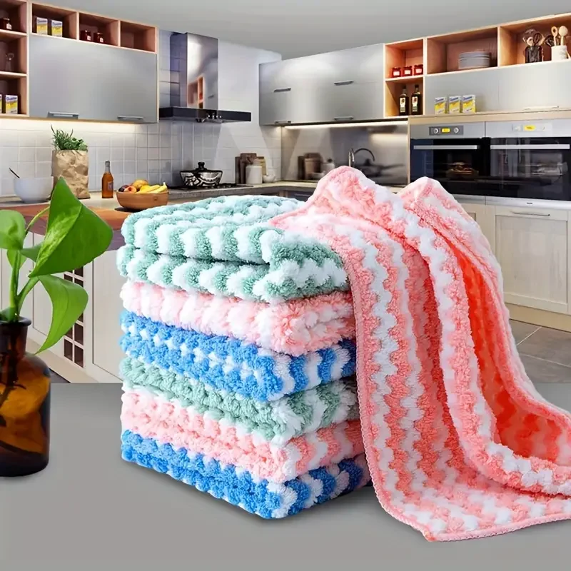 10-100PCS Super Absorbent Dishcloths Coral Fleece Cleaning Cloths Thickened Kitchen Washing Dish Rags Glass Windows Wipe Towel - Image 3