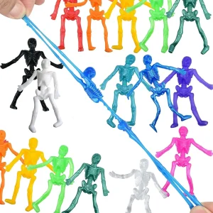 10-100pcs Stretchy Skeleton Toys For Assorted Color Stretchy Skull Squishy Toys For Halloween Party Favors Prizes Gifts