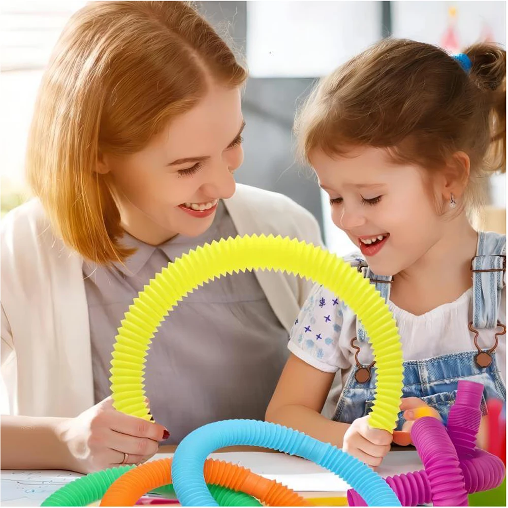 10-30PCS Colorful Telescopic Tubes Fidget Toys Plastic Sensory Pop Tubes Stress Relief Toys Adults Decompression Kids Toys Gifts - Image 4