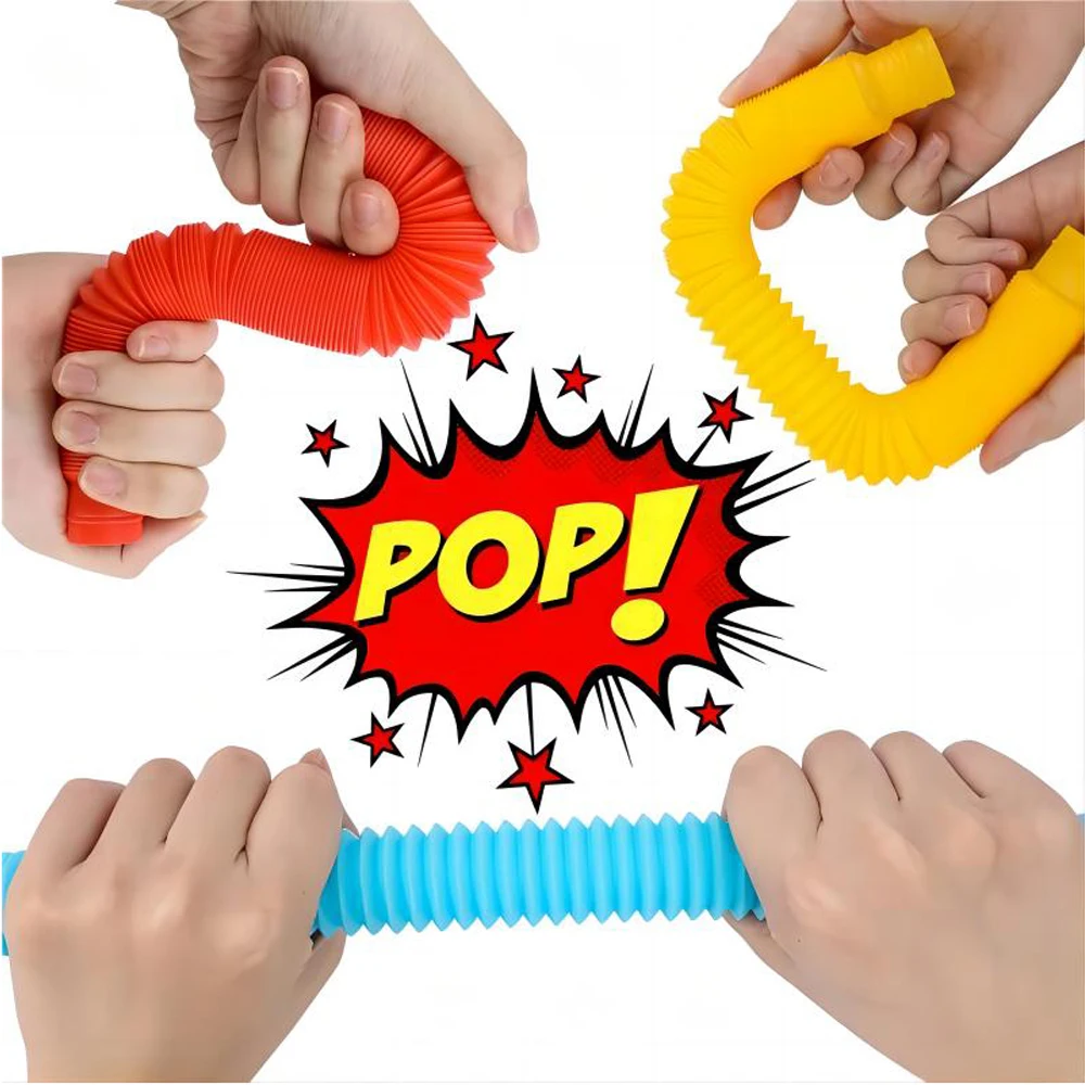 10-30PCS Colorful Telescopic Tubes Fidget Toys Plastic Sensory Pop Tubes Stress Relief Toys Adults Decompression Kids Toys Gifts - Image 3