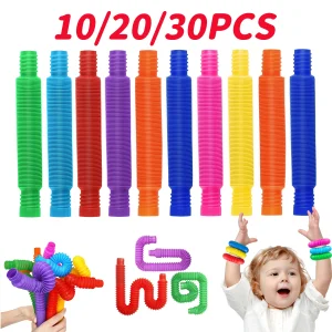 10-30PCS Colorful Telescopic Tubes Fidget Toys Plastic Sensory Pop Tubes Stress Relief Toys Adults Decompression Kids Toys Gifts