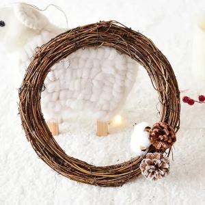 10-40CM Christmas Natural Dried Rattan Ring Wreath Garland DIY Wicker Vine Ring Craft Door Wall Hanging Pendant Decoration