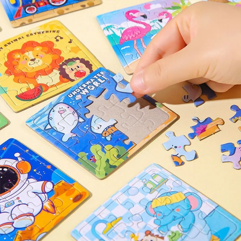 10-60Pcs Mini Cartoon Animal Paper Jigsaw Puzzles Educational Toy Kids Birthday Party Favors Gift School Rewards Pinata Fillers - Image 2