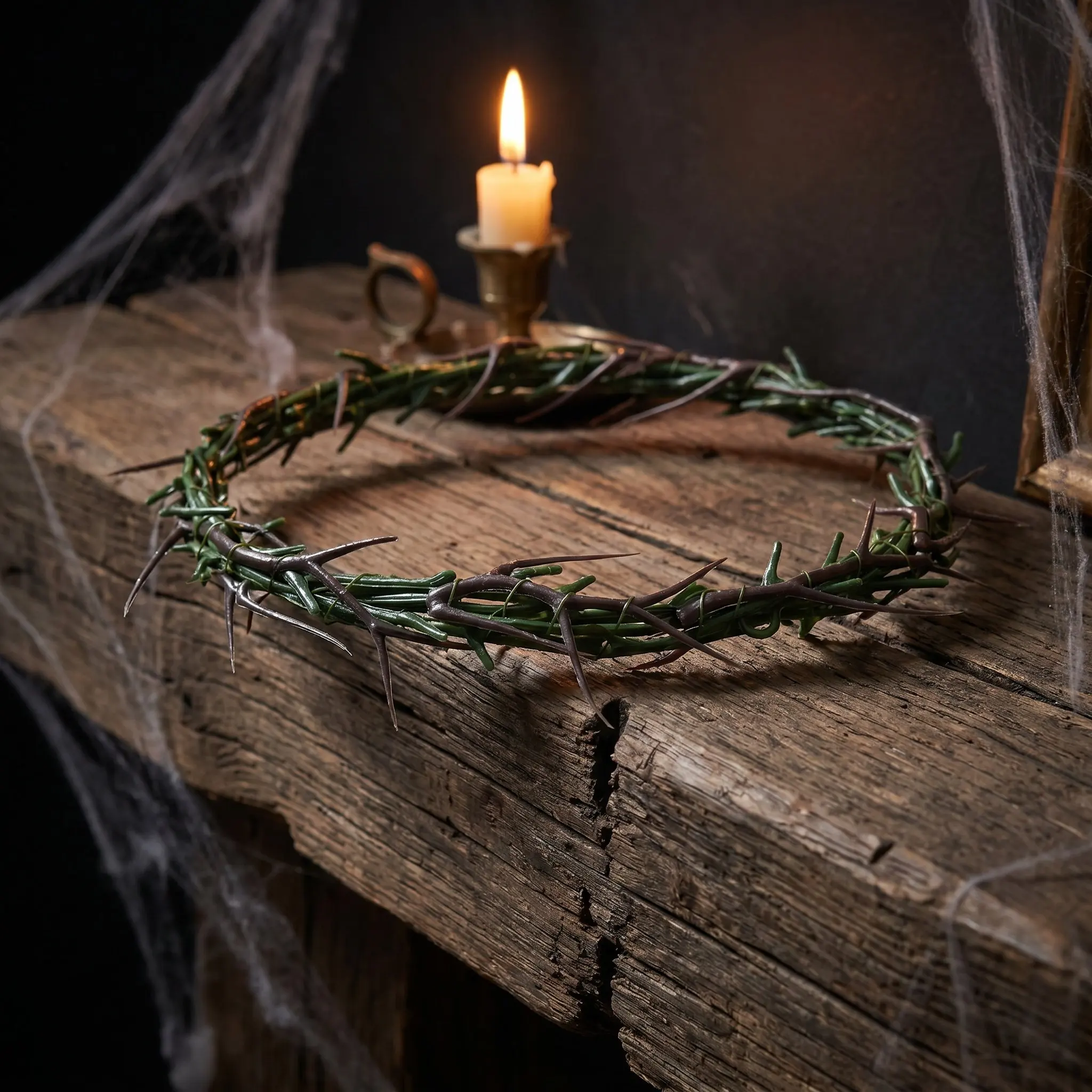10 Inch Thorn Crown Wreath Ornament Plastic Passion of Christ Garland Pendant Halloween Haunted House Party Church Decor - Image 5