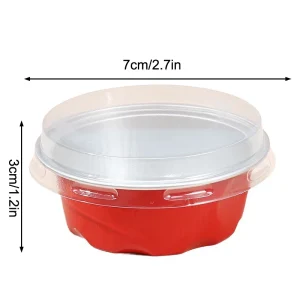 10 Pcs 50ml Temperature Resistance Reusable Aluminum Foil Baking Cups With Lid Small Pudding Tart Tins Pastry Baking Tools Set