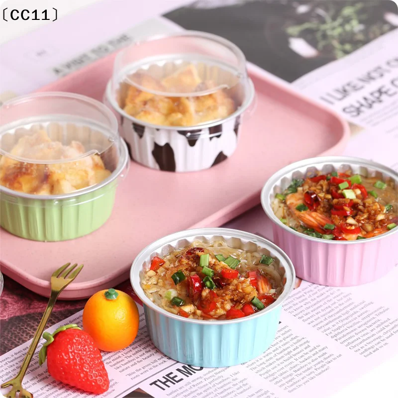 10 Pcs 50ml Temperature Resistance Reusable Aluminum Foil Baking Cups With Lid Small Pudding Tart Tins Pastry Baking Tools〔CC11〕 - Image 5