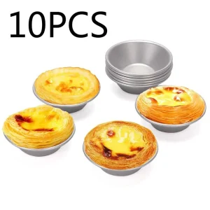 10 Slices Cake Style Oven Round Baked Eggs in Tin Foil Cake Tool Tart Mold Baking Accessories Baking Tools for Cakes