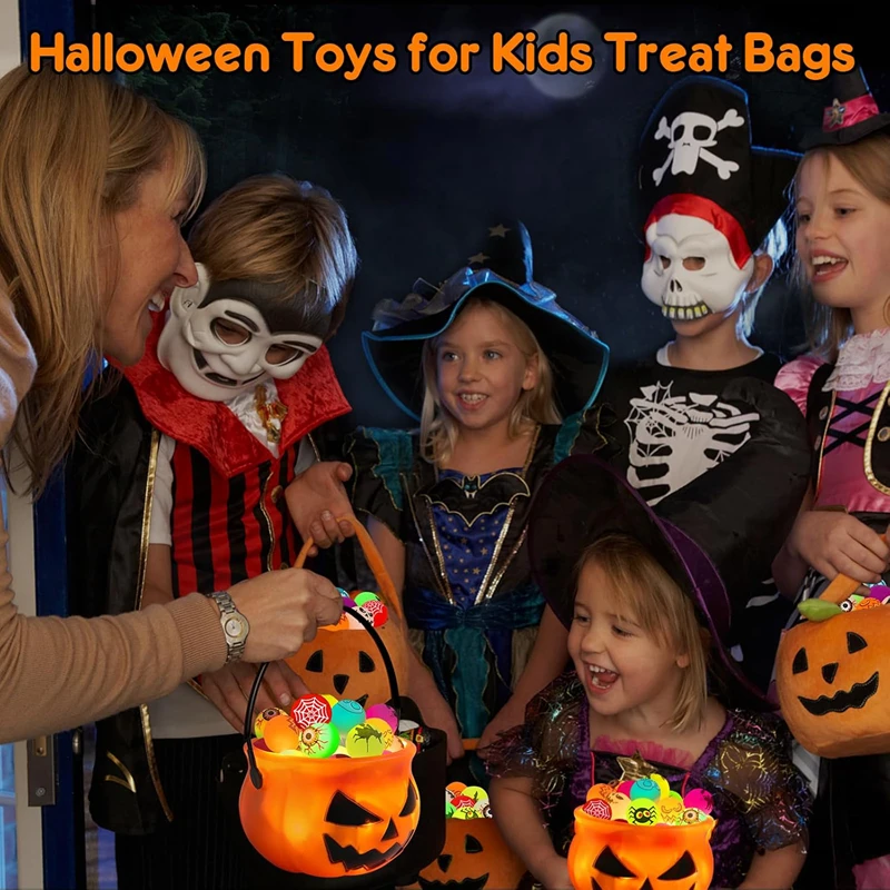 100/10Pcs Halloween Glow in The Dark Bouncing Balls Toy Kids Trick or Treat Gift Goodie Bag Filler Halloween Party Favors Supply - Image 2