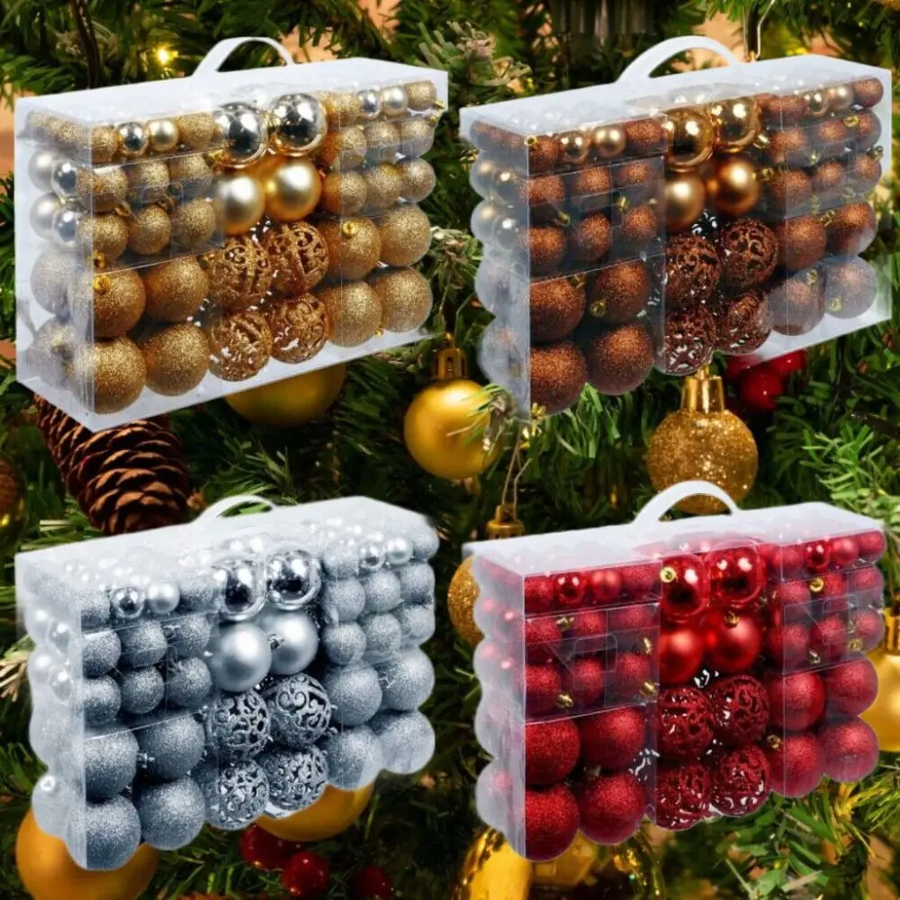 100PCS Durable Plastic Christmas Ball Set 8cm 18 Colors Xmas Ornament Ball Suspensable Xmas Baubles Scene Supplies