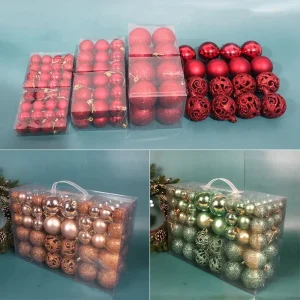 100PCS Durable Plastic Christmas Ball Set 8cm Suspensable Xmas Ornament Ball 18 Colors Christmas Tree Balls Storefront